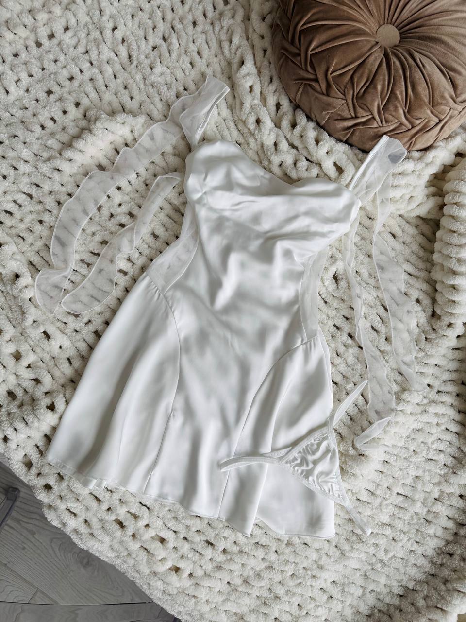 Вишуканий шовковий міні-пеньюар "Silk Touch" з пуш-апом - Зображення 5