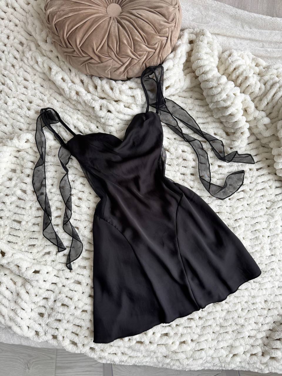 Вишуканий шовковий міні-пеньюар "Silk Touch" з пуш-апом - Зображення 6