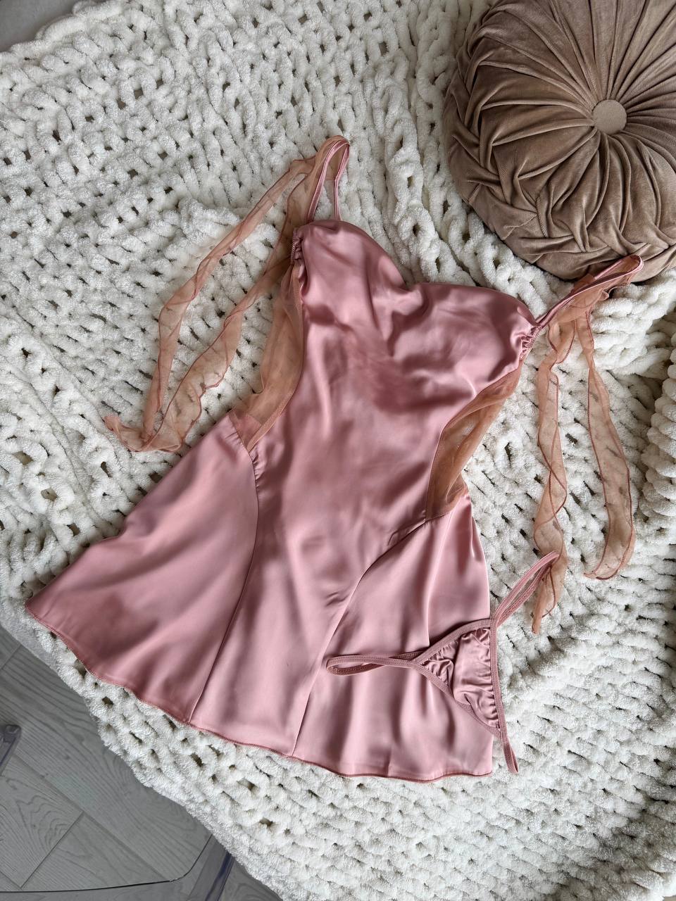 Вишуканий шовковий міні-пеньюар "Silk Touch" з пуш-апом - Зображення 8