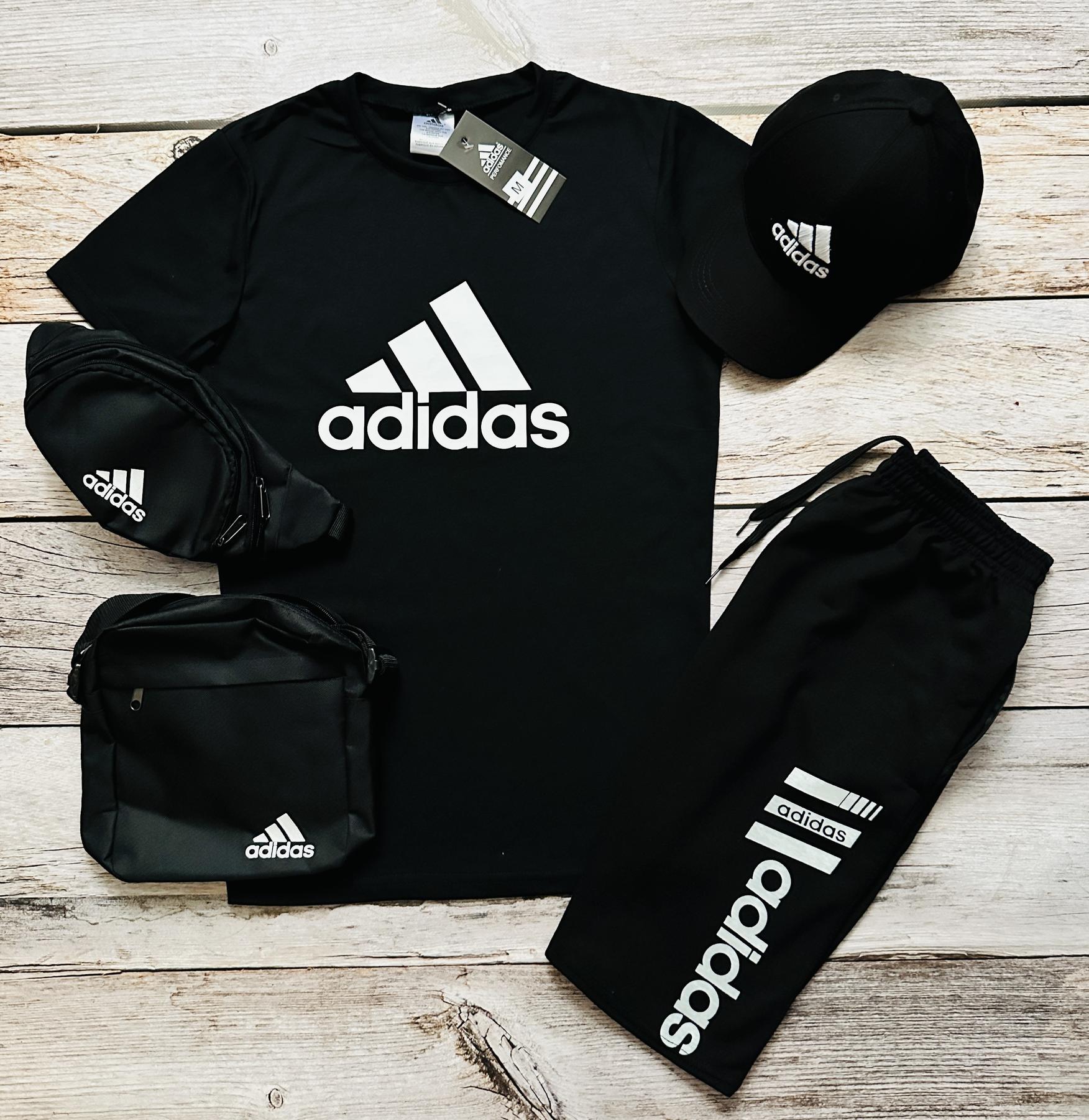 Набір Adidas футболка, шорти, кепка, бананка, сумка 5 в 1 - Зображення 2