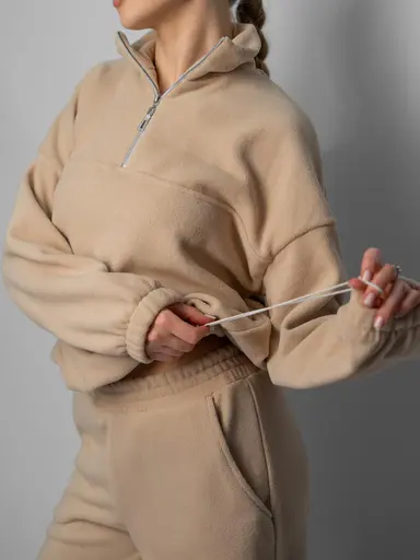 Теплий зимовий комплект вільного крою (Кофта + Штани Палаццо) - Зображення 3